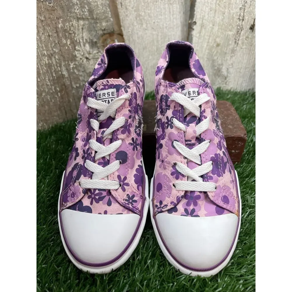 Converse One Star Low Tops Girls Youth 5 Purple Floral